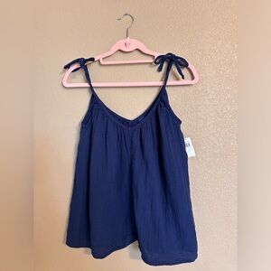 Tie-Shoulder Double-Weave Cami Swing Top for Women